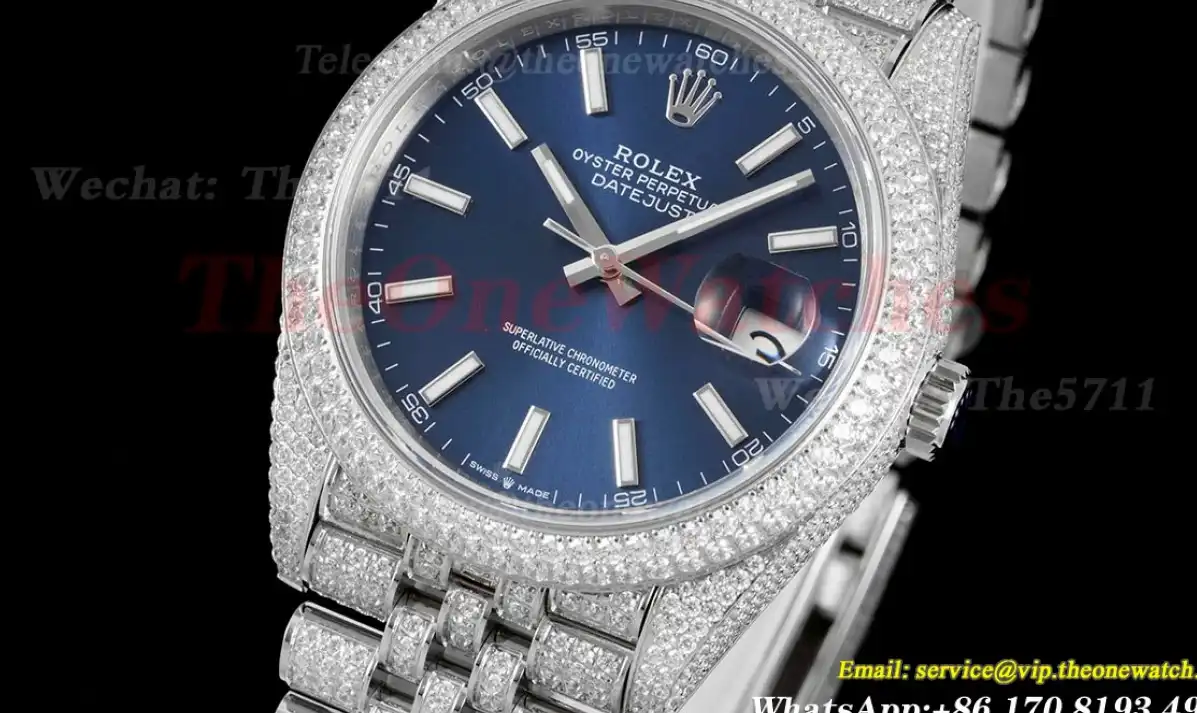 Datejust 41mm Full Diamonds 904L SS SS Blue Stk GMF A2824