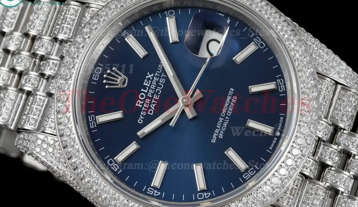 Datejust 41mm Full Diamonds 904L SS SS Blue Stk GMF A2824