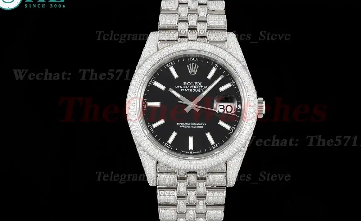 Datejust 41mm Full Diamonds 904L SS SS Black Stk GMF A2824