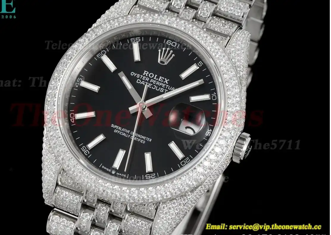 Datejust 41mm Full Diamonds 904L SS SS Black Stk GMF A2824