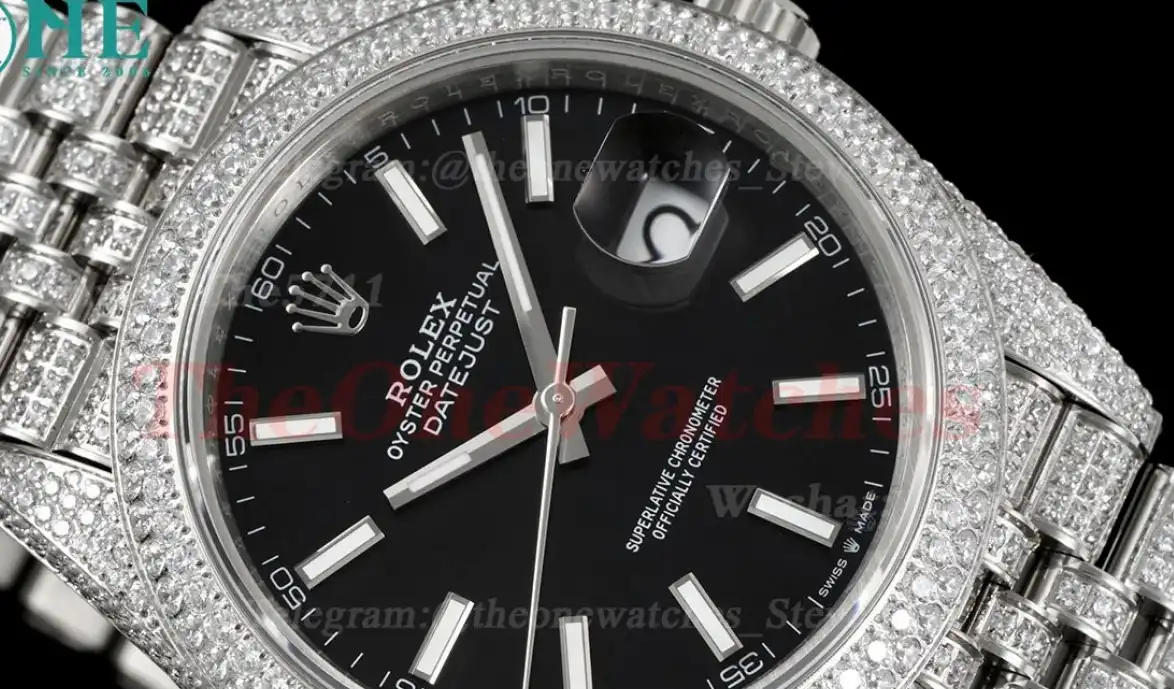 Datejust 41mm Full Diamonds 904L SS SS Black Stk GMF A2824