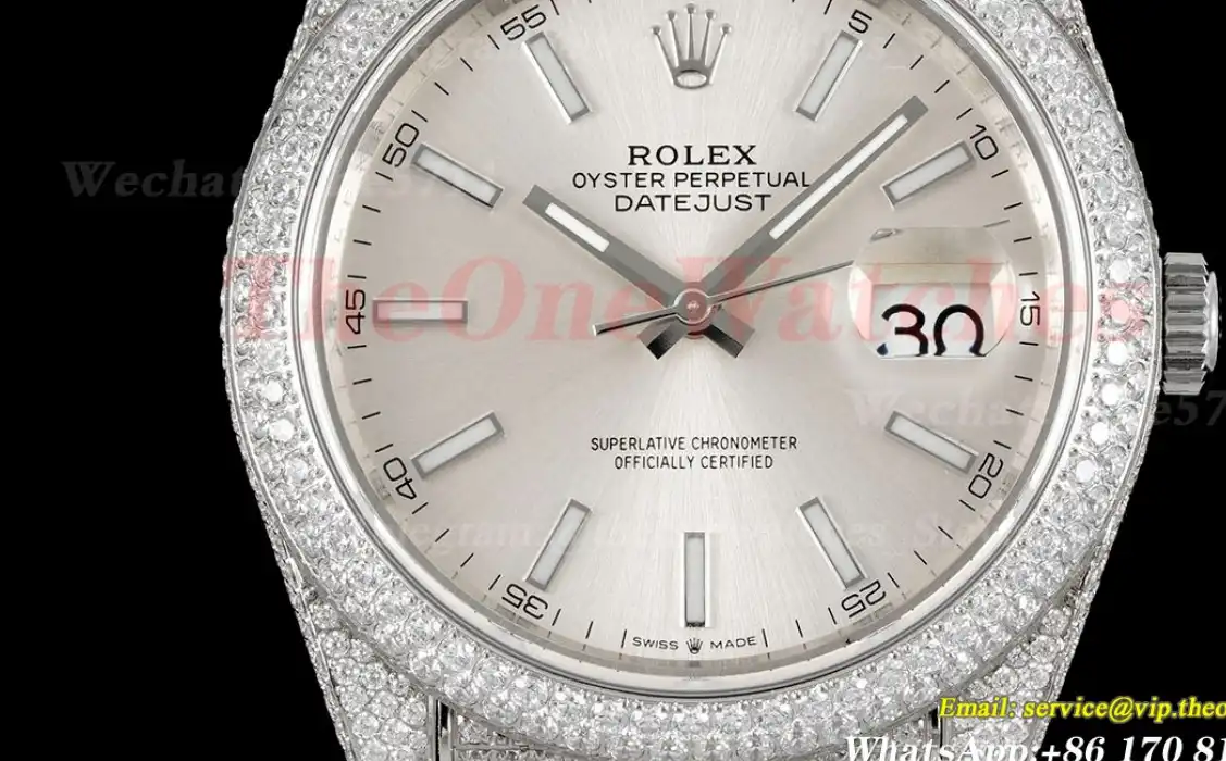 Datejust 41mm Full Diamonds 904L SS SS Silver Stk GMF A2824