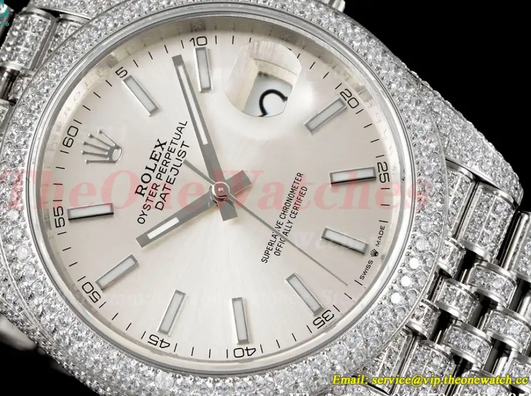 Datejust 41mm Full Diamonds 904L SS SS Silver Stk GMF A2824