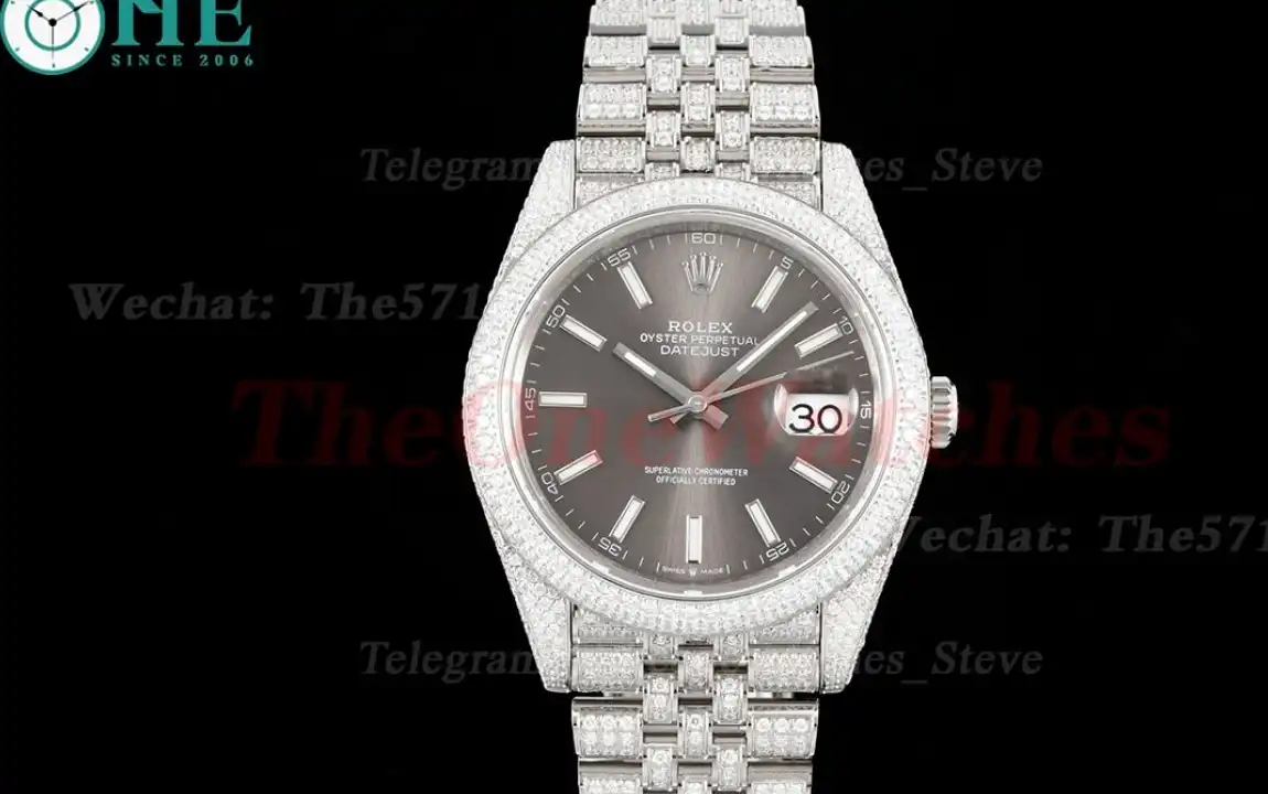 Datejust 41mm Full Diamonds 904L SS SS Grey Stk GMF A2824