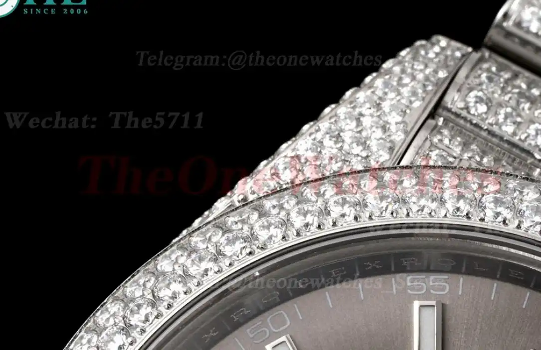 Datejust 41mm Full Diamonds 904L SS SS Grey Stk GMF A2824