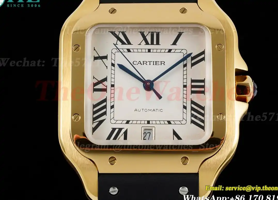 Santos De Cartier Mens XL 40MM YG RU White Rmn GF MY9015