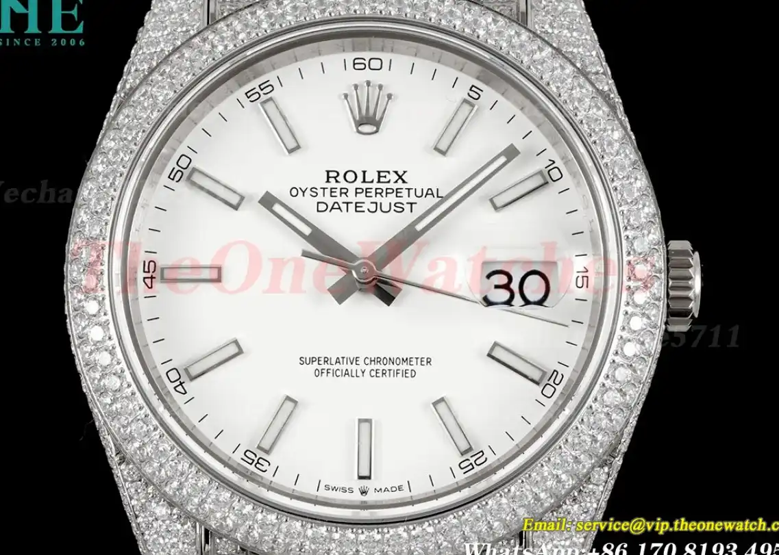 Datejust 41mm Full Diamonds 904L SS SS White Stk GMF A2824