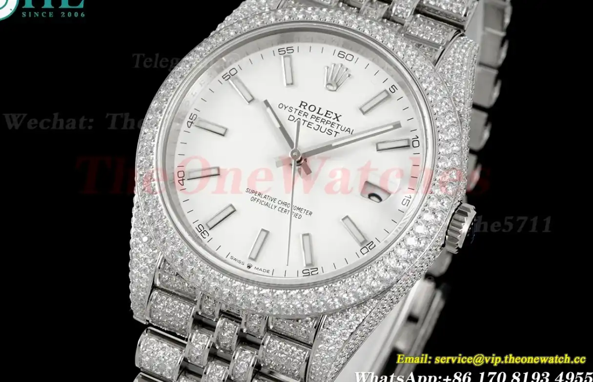 Datejust 41mm Full Diamonds 904L SS SS White Stk GMF A2824