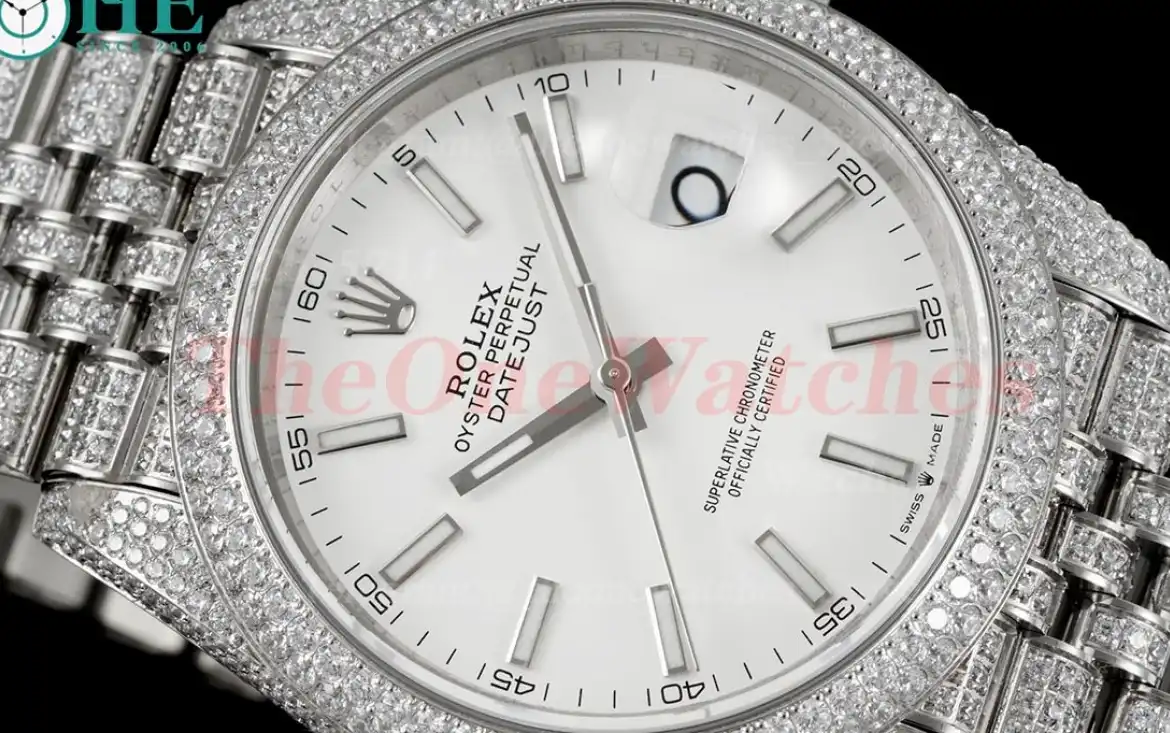 Datejust 41mm Full Diamonds 904L SS SS White Stk GMF A2824