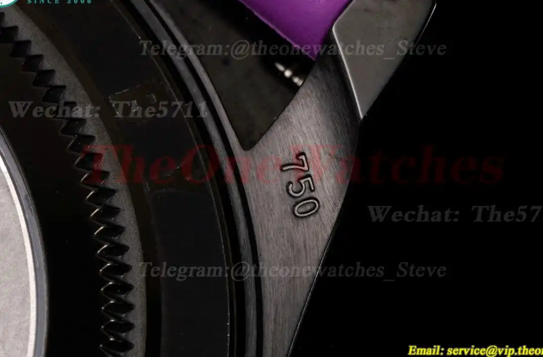 Daytona Blaken 40mm DLC RU Skeleton Dial On Purple Rubber N6F DD4130