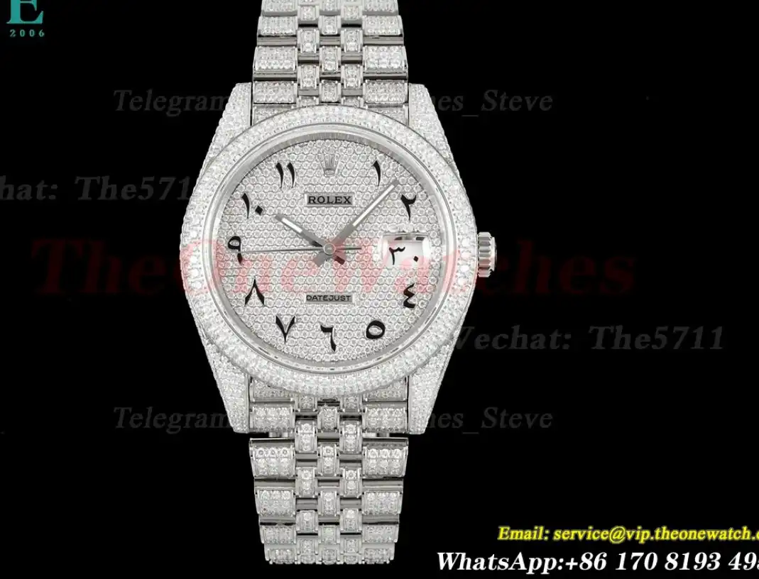 Datejust 41mm Full Diamonds 904L SS SS Dia Arabic GMF A2824