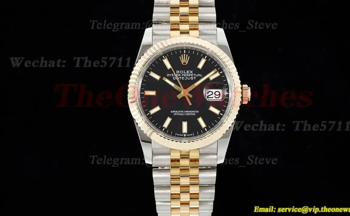 Datejust 126233 36MM Jub 904L Black Stk YG SS Wrapped GMF A2836