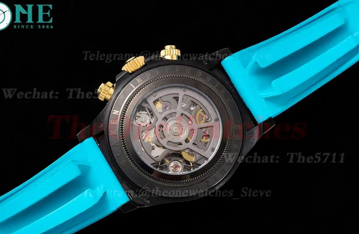 Daytona Blaken 40mm DLC RU Skeleton Dial On Blue Rubber N6F DD4130