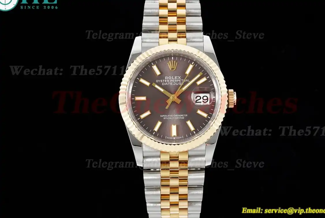 Datejust 126233 36MM Jub 904L Brown Stk YG SS Wrapped GMF A2836