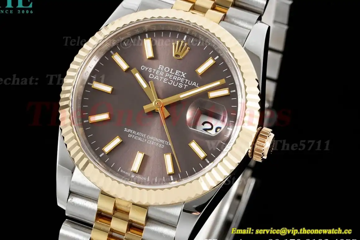 Datejust 126233 36MM Jub 904L Brown Stk YG SS Wrapped GMF A2836