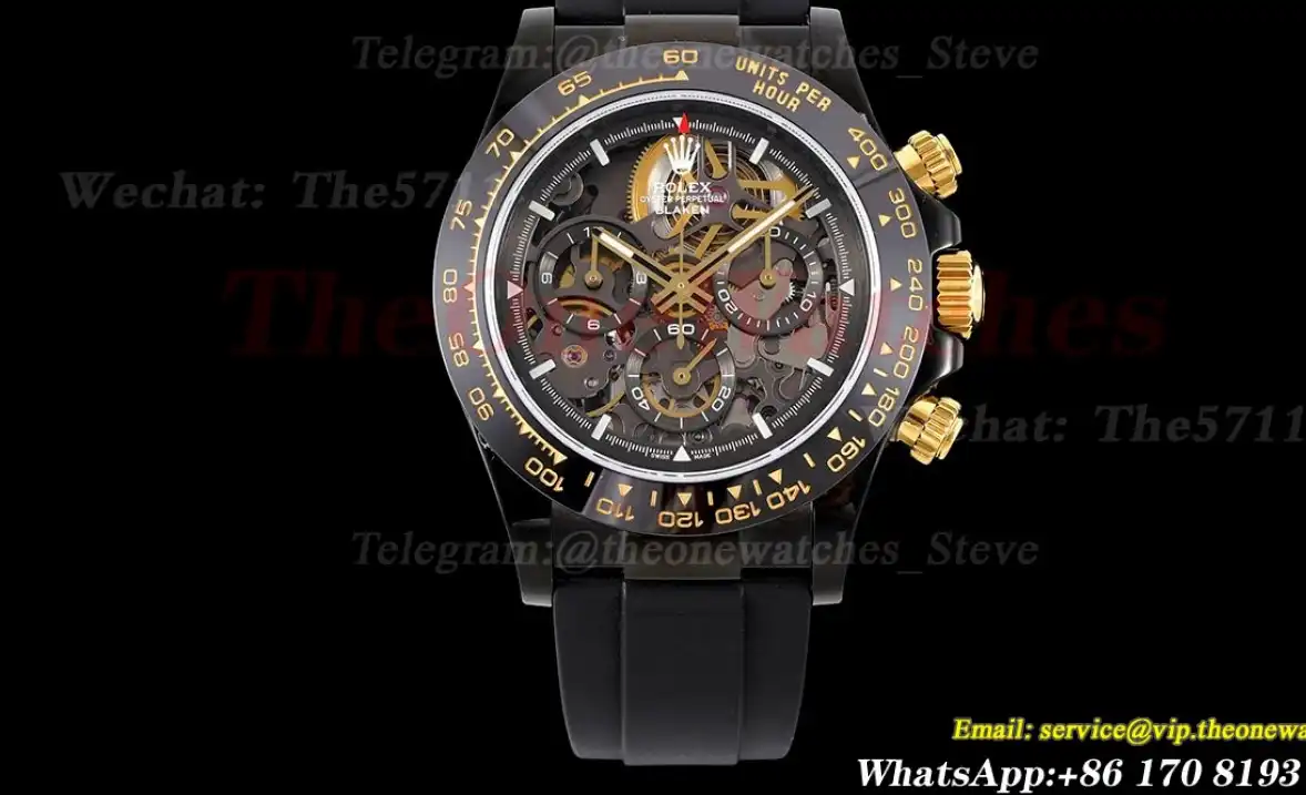 Daytona Blaken 40mm DLC RU Skeleton Dial On Black Rubber N6F DD4130