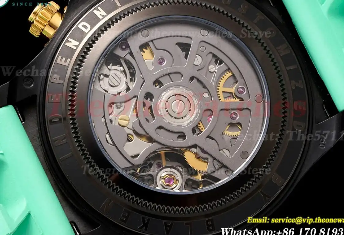 Daytona Blaken 40mm DLC RU Skeleton Dial On Green Rubber N6F DD4130