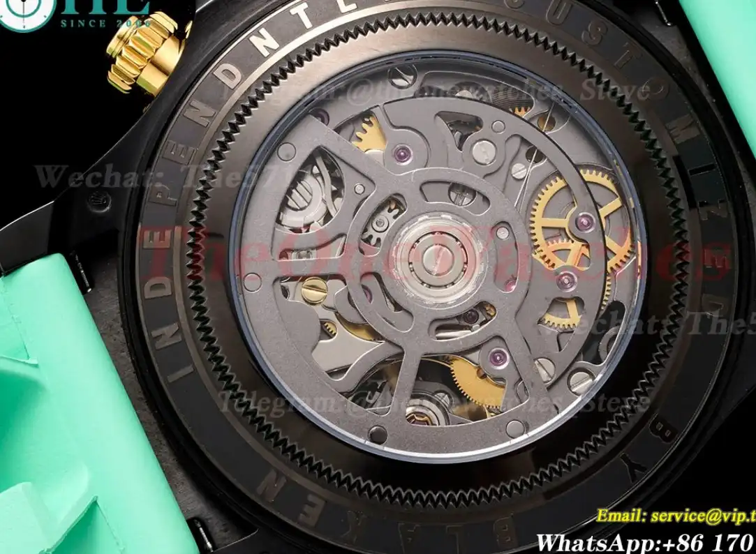 Daytona Blaken 40mm DLC RU Skeleton Dial On Green Rubber N6F DD4130