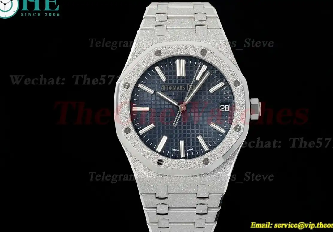 Royal Oak 15510 41mm Frosted SS SS Blue Dial APSF A4302 Super Clone