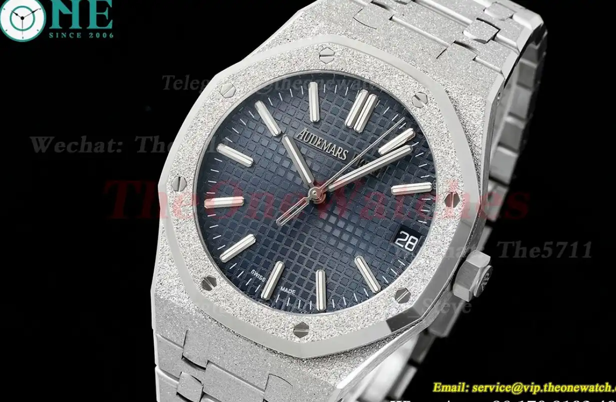 Royal Oak 15510 41mm Frosted SS SS Blue Dial APSF A4302 Super Clone