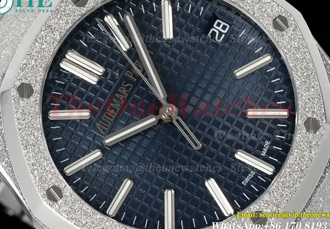 Royal Oak 15510 41mm Frosted SS SS Blue Dial APSF A4302 Super Clone