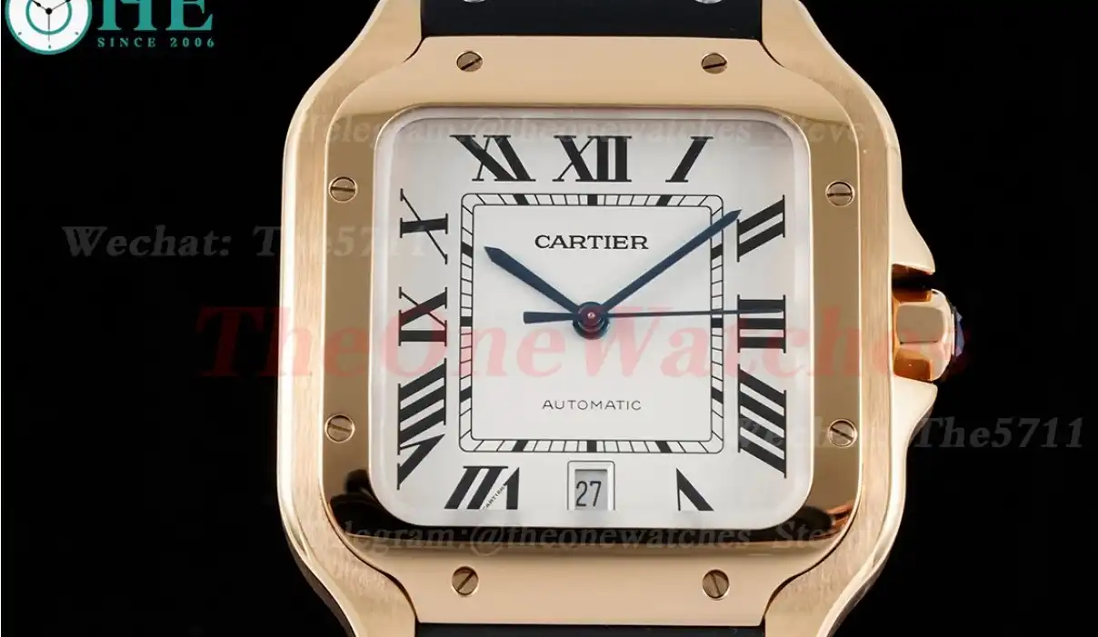 Santos De Cartier Mens XL 40MM RG RU White Rmn GF MY9019