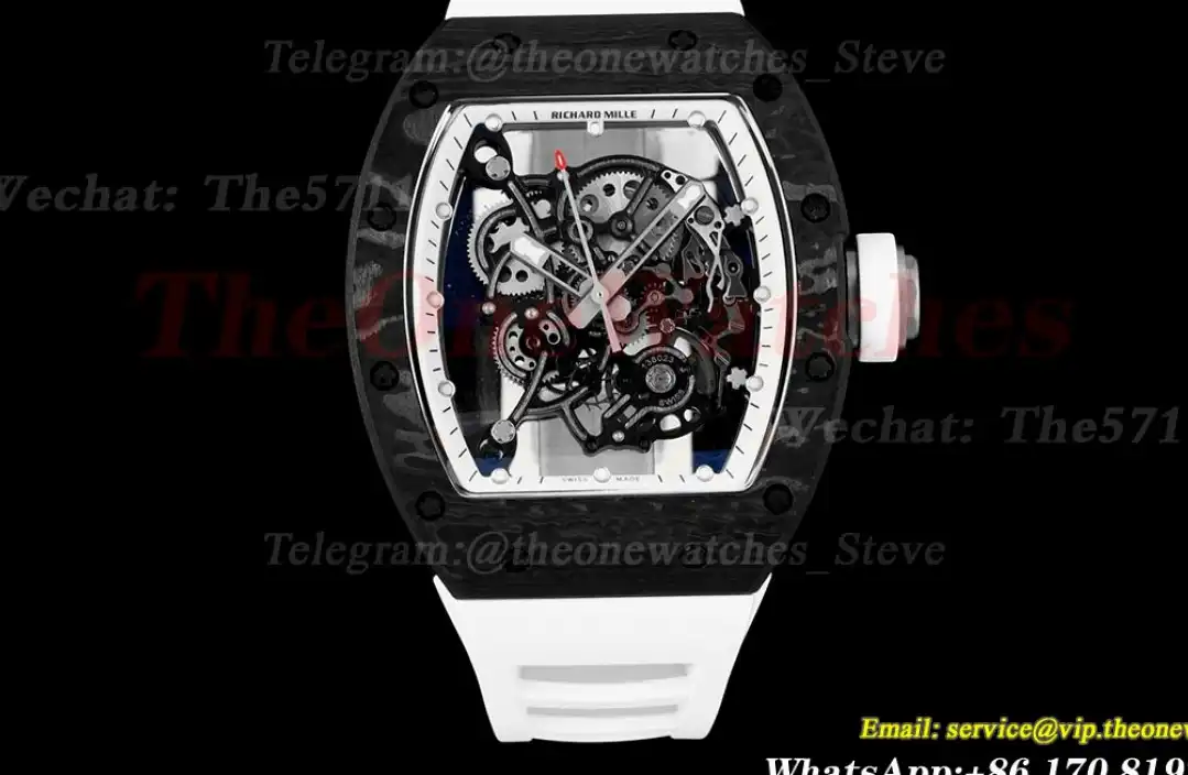 RM055 Real NTPT Skeleton White Dial On White Rubber Strap BBRF V2 RMUL2