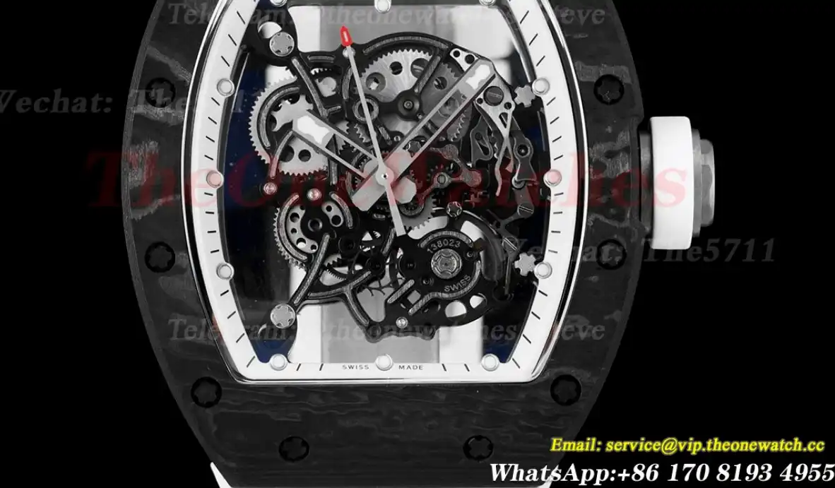 RM055 Real NTPT Skeleton White Dial On White Rubber Strap BBRF V2 RMUL2