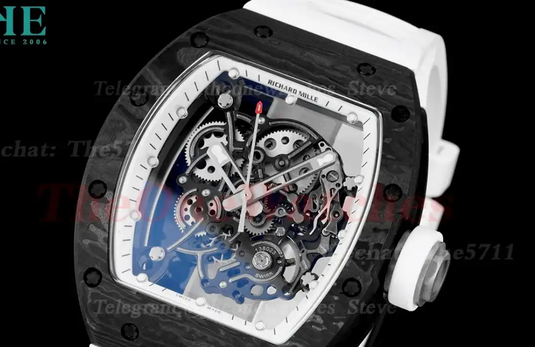 RM055 Real NTPT Skeleton White Dial On White Rubber Strap BBRF V2 RMUL2