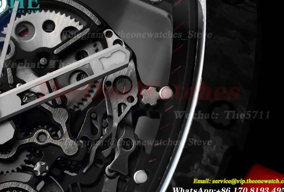 RM055 Real NTPT Skeleton Black Dial On Red Rubber Strap BBRF V2 RMUL2