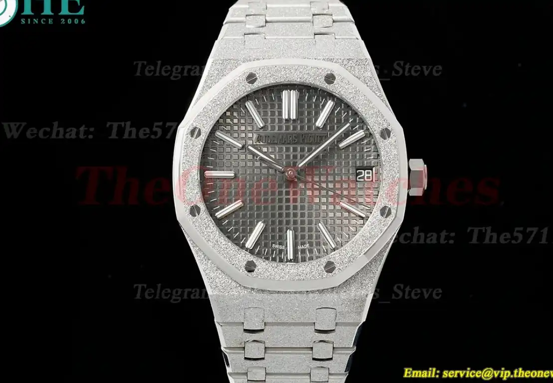 Royal Oak 15510 41mm Frosted SS SS Grey Dial APSF A4302 Super Clone