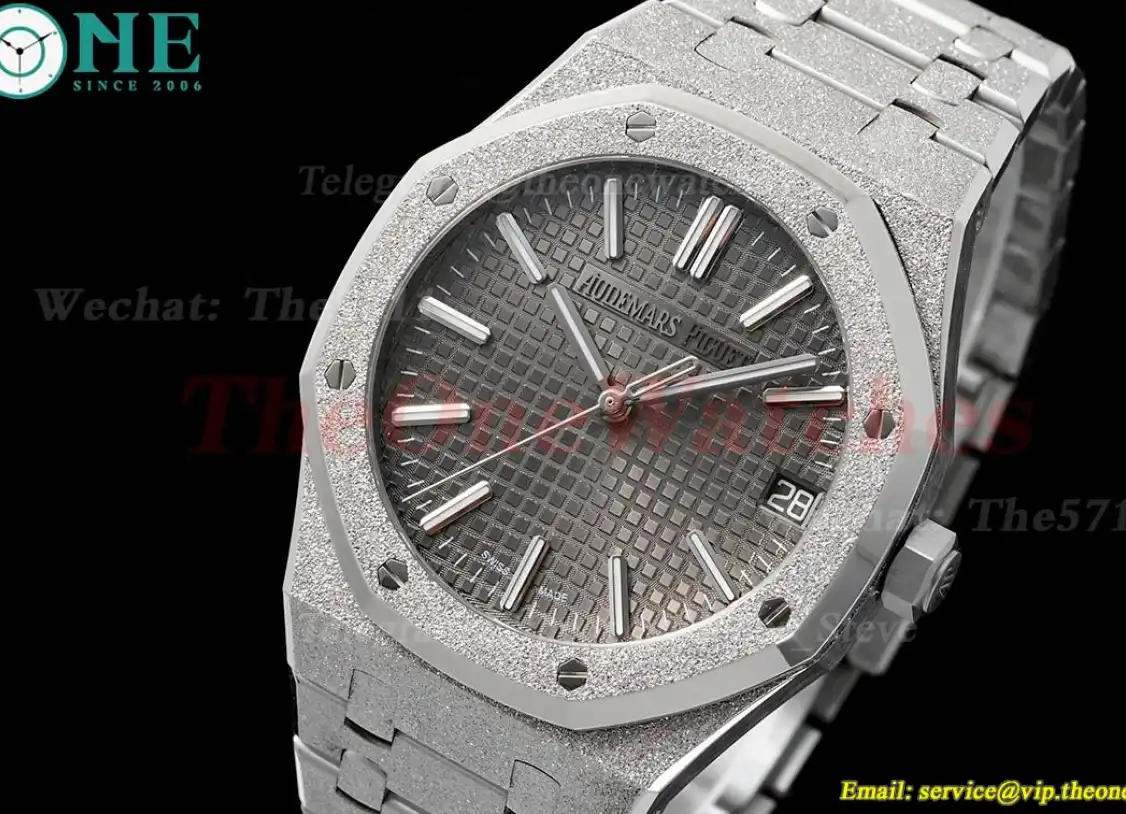 Royal Oak 15510 41mm Frosted SS SS Grey Dial APSF A4302 Super Clone