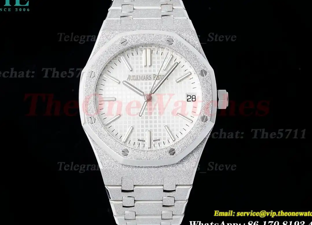 Royal Oak 15510 41mm Frosted SS SS White Dial APSF A4302 Super Clone