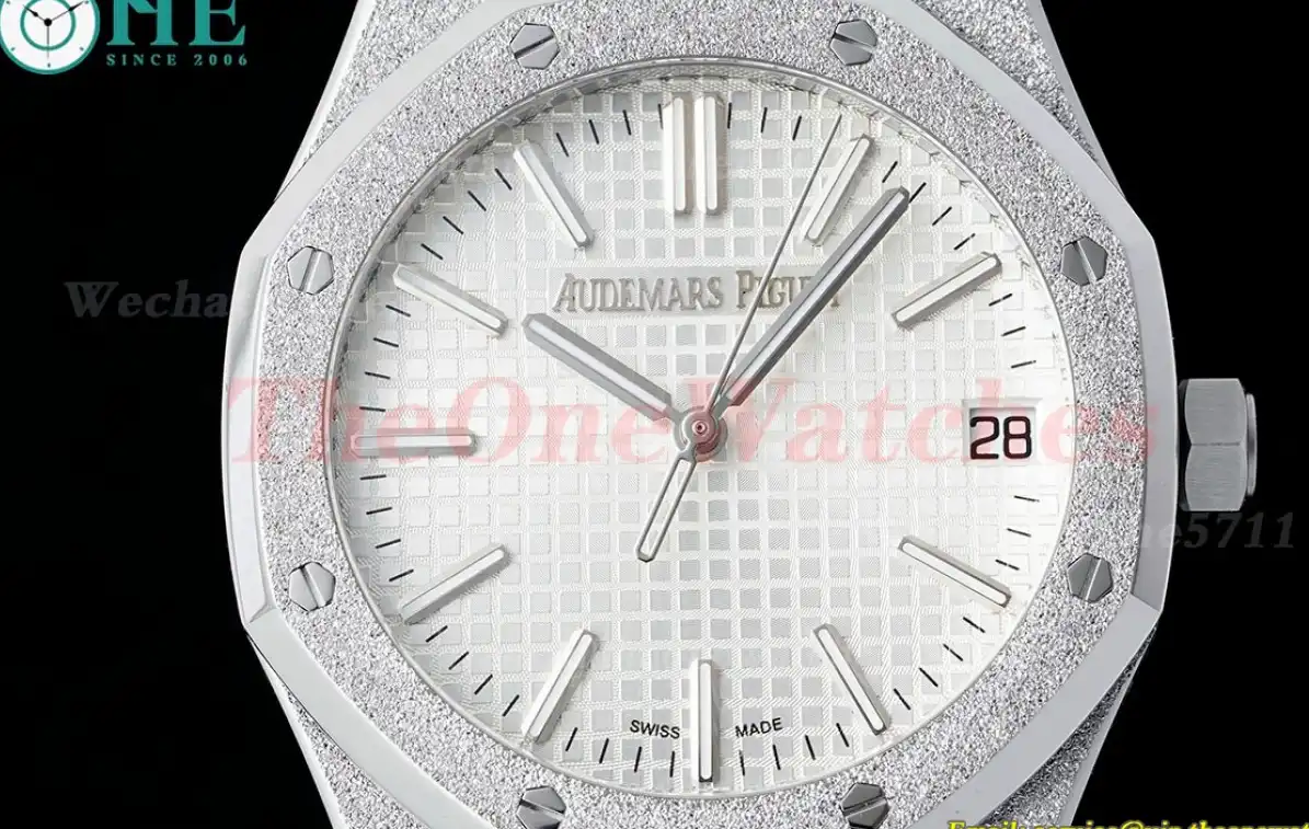 Royal Oak 15510 41mm Frosted SS SS White Dial APSF A4302 Super Clone