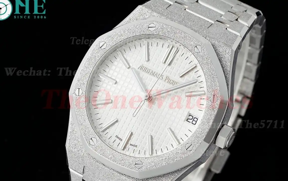 Royal Oak 15510 41mm Frosted SS SS White Dial APSF A4302 Super Clone