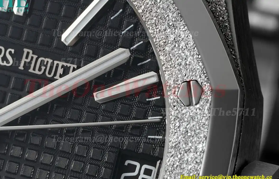 Royal Oak 15510 41mm Frosted SS SS Black Dial APSF A4302 Super Clone