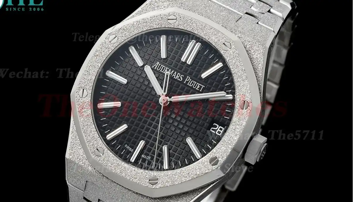 Royal Oak 15510 41mm Frosted SS SS Black Dial APSF A4302 Super Clone