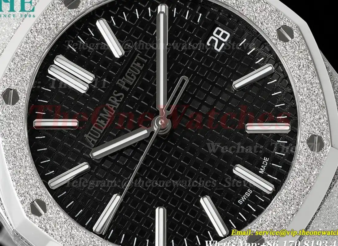 Royal Oak 15510 41mm Frosted SS SS Black Dial APSF A4302 Super Clone