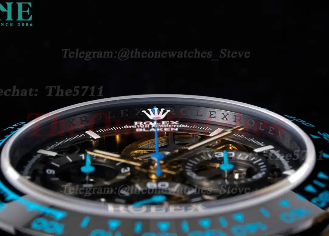 Daytona Blaken 40mm DLC RU Skeleton Dial On Blue Rubber N6F DD4130