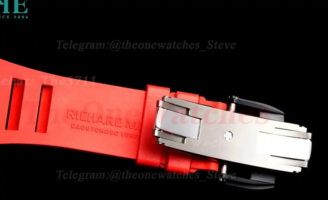 RM055 Real NTPT Skeleton Black Dial On Red Rubber Strap BBRF V2 RMUL2