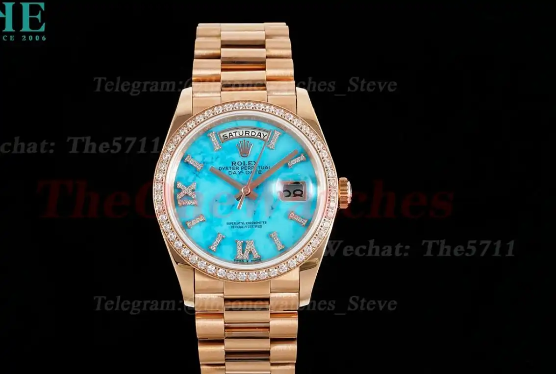 DayDate 36mm RG RG Dia Pres Turquoise Dial RAF A2836