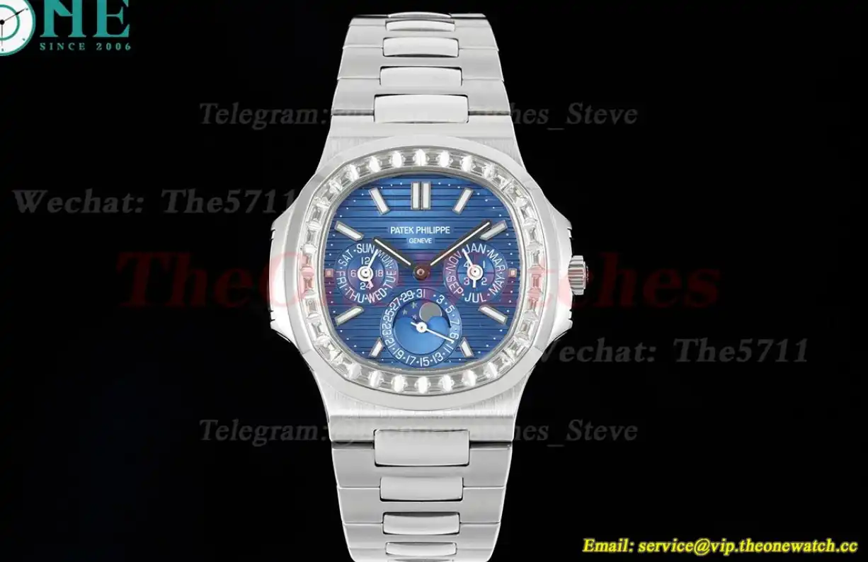 Nautilus 40mm 5740 SS SS Blue Stk diamonds GRF A240