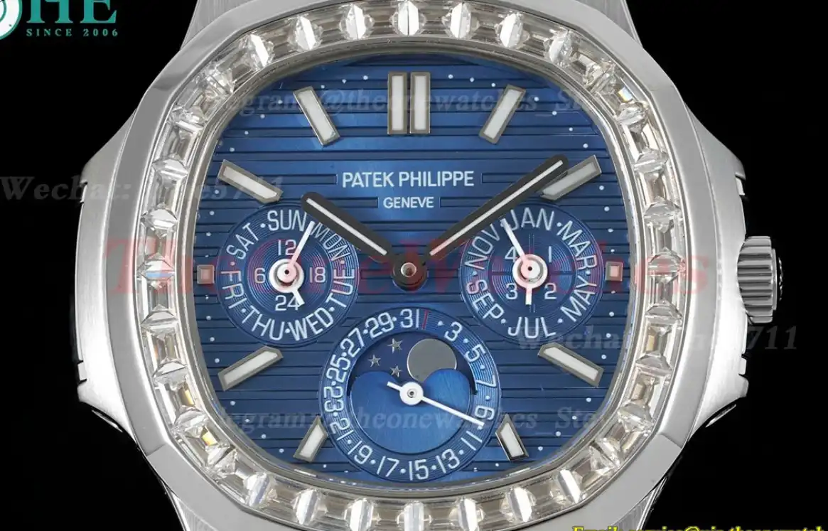 Nautilus 40mm 5740 SS SS Blue Stk diamonds GRF A240