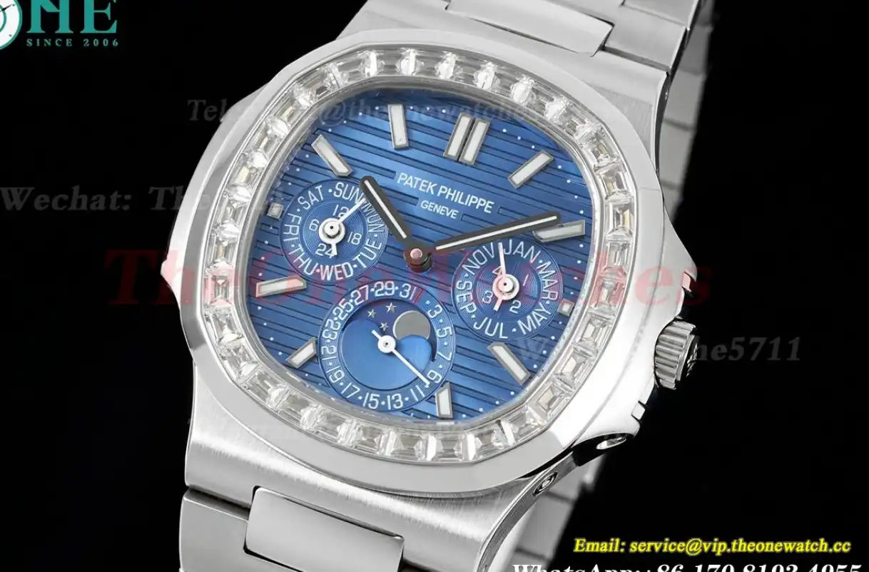 Nautilus 40mm 5740 SS SS Blue Stk diamonds GRF A240