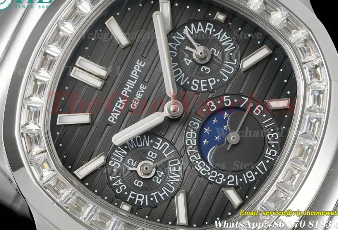 Nautilus 40mm 5740 SS SS Grey Stk diamonds GRF A240