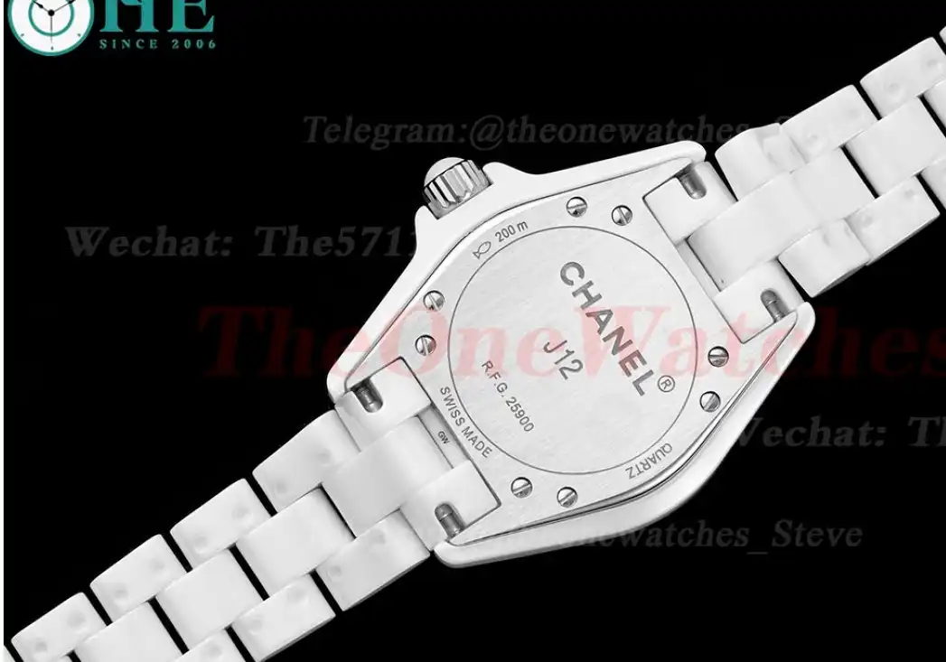 J12 Ladies 33mm Ceramic Cer White Dia XF Swiss Quartz