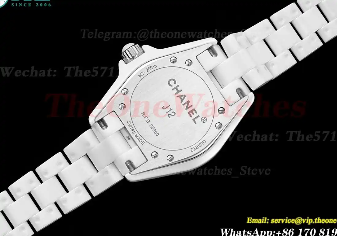 J12 Ladies 33mm Ceramic Cer White Num XF Swiss Quartz