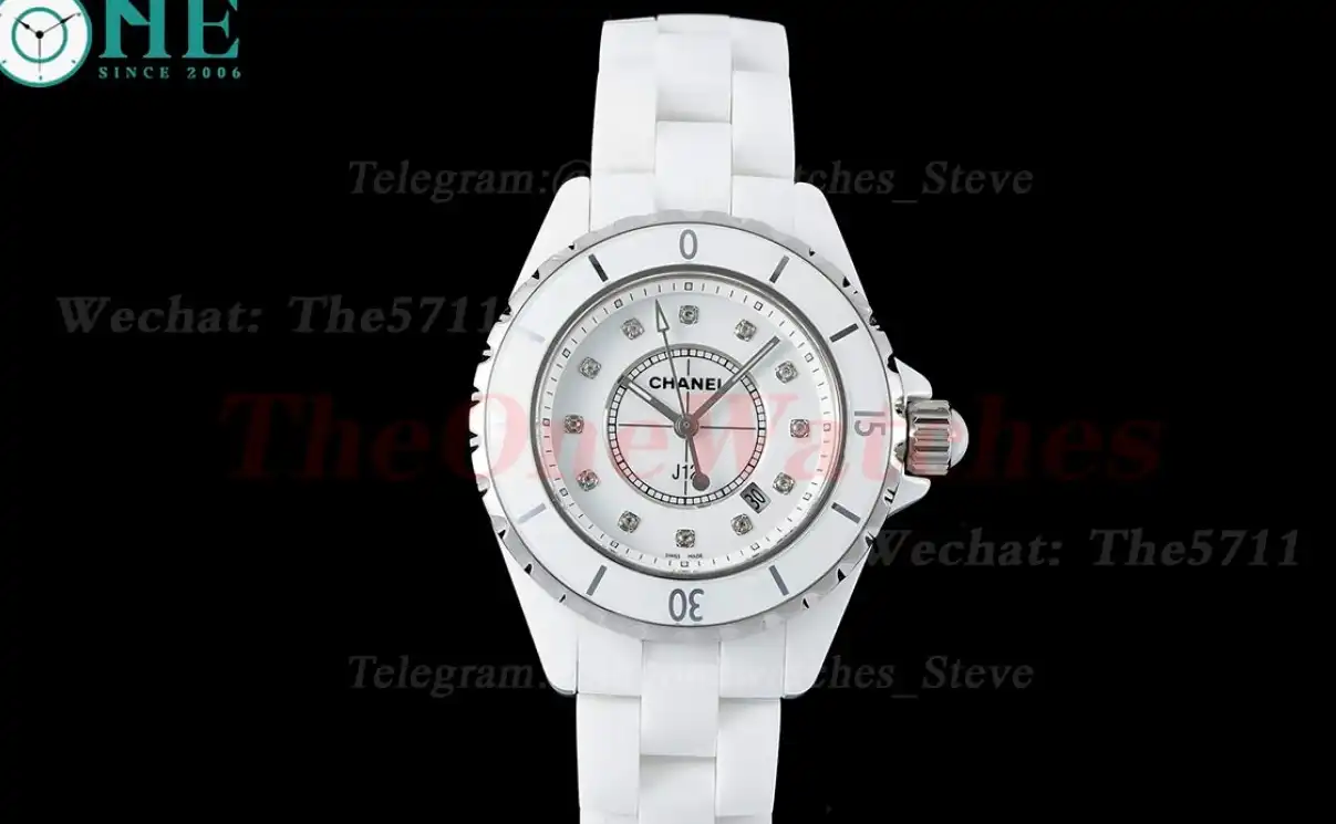 J12 Ladies 33mm Ceramic Cer White Dia XF Swiss Quartz