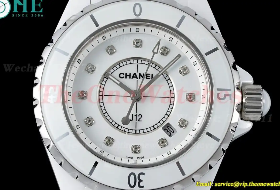 J12 Ladies 33mm Ceramic Cer White Dia XF Swiss Quartz