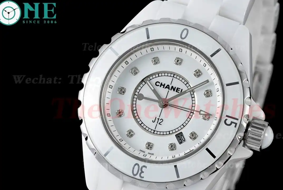 J12 Ladies 33mm Ceramic Cer White Dia XF Swiss Quartz